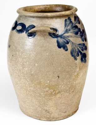 H. SMITH & CO. (Alexandria, VA) Stoneware Jar with Cobalt Floral Decoration