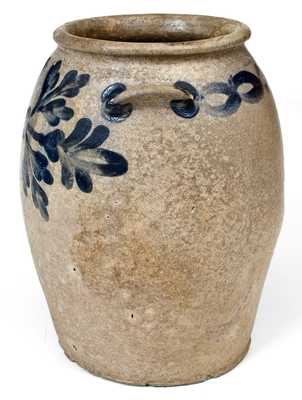 H. SMITH & CO. (Alexandria, VA) Stoneware Jar with Cobalt Floral Decoration