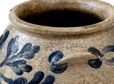 H. SMITH & CO. (Alexandria, VA) Stoneware Jar with Cobalt Floral Decoration