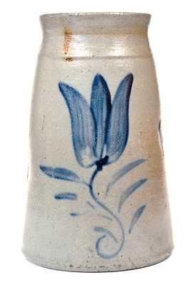 Fine Stoneware Canning Jar w/ Cobalt Tulip Motif, attrib. Henry Atchison, New Geneva, PA