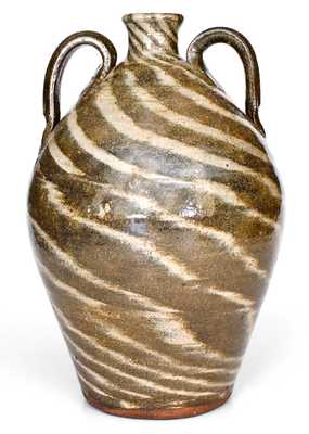 Double-Handled B. B. CRAIG / VALE, NC Stoneware Jug with Swirl Glaze