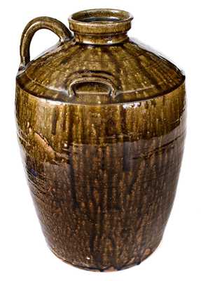 Unusual 5 Gal. Catawba Valley, NC Alkaline-Glazed Stoneware Three-Handled Jar
