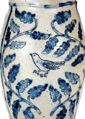 Outstanding Small-Sized Remmey, Philadelphia Pitcher w/ Elaborate Floral and Bird Decoration