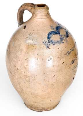 Exceptional 3 Gal. Thomas Commeraw (Manhattan) Stoneware Jug w/ Five-Line Inscription