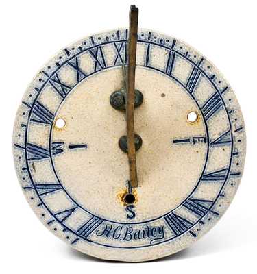 Very Rare Stoneware Sundial att. Richard Remmey, Philadelphia, PA, Inscribed 