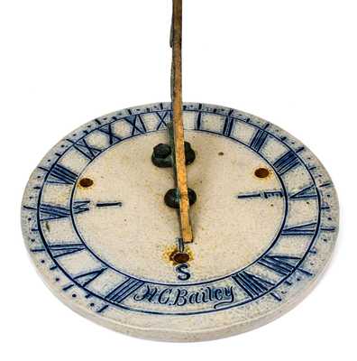 Very Rare Stoneware Sundial att. Richard Remmey, Philadelphia, PA, Inscribed "H. C. Bailey"