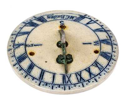 Very Rare Stoneware Sundial att. Richard Remmey, Philadelphia, PA, Inscribed 