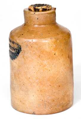 Extremely Rare and Important Thomas Downing (New York City) Stoneware Oyster Jar