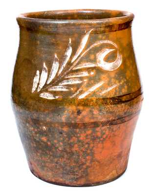 Outstanding Large-Sized Redware Jar, Rochester-Genesee Valley, NY, circa 1840-60