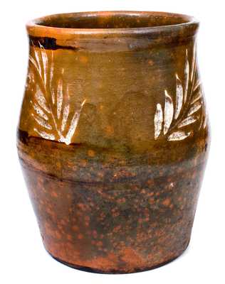 Outstanding Large-Sized Redware Jar, Rochester-Genesee Valley, NY, circa 1840-60