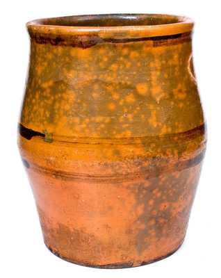 Outstanding Large-Sized Redware Jar, Rochester-Genesee Valley, NY, circa 1840-60