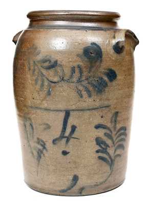 4 Gal. Morgantown, WV Stoneware Jar with Brushed Decoration