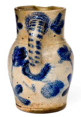 One-Quart Baltimore Stoneware Pitcher with Profuse Brushed Floral Decoration