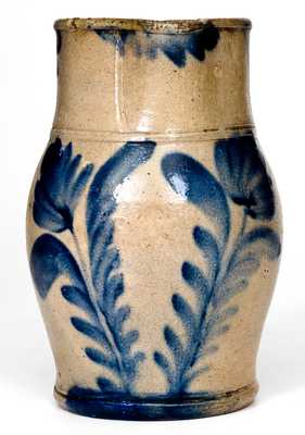 One-Quart Stoneware Pitcher w/ Tulip Decoration att. Richard Remmey, Philadelphia, PA, c1870