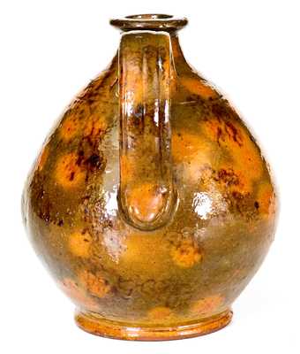 Fine Small-Sized New England Redware Jug with Sponged Manganese Decoration