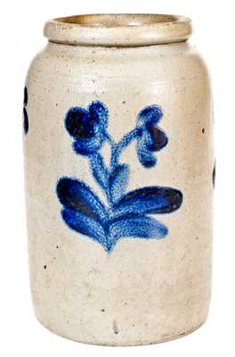 1 Gal. attrib. Henry H. Remmey (Philadelphia) Stoneware Jar with Brushed Floral Decoration