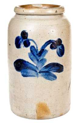 1 Gal. attrib. Henry H. Remmey (Philadelphia) Stoneware Jar with Brushed Floral Decoration