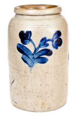 1 Gal. attrib. Henry H. Remmey (Philadelphia) Stoneware Jar with Brushed Floral Decoration