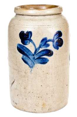 1 Gal. attrib. Henry H. Remmey (Philadelphia) Stoneware Jar with Brushed Floral Decoration
