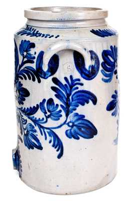 Outstanding 5 Gal. Baltimore Stoneware Water Cooler w/ Bold and Elaborate Cobalt Floral Decoration