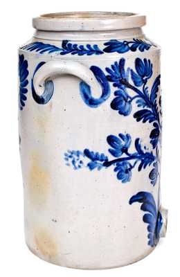 Outstanding 5 Gal. Baltimore Stoneware Water Cooler w/ Bold and Elaborate Cobalt Floral Decoration