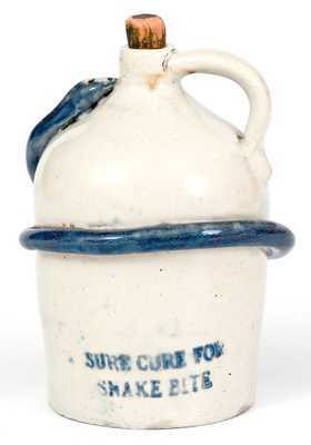 Unusual Stoneware Snake Jug Inscribed 