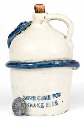 Unusual Stoneware Snake Jug Inscribed 