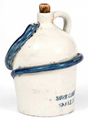Unusual Stoneware Snake Jug Inscribed 