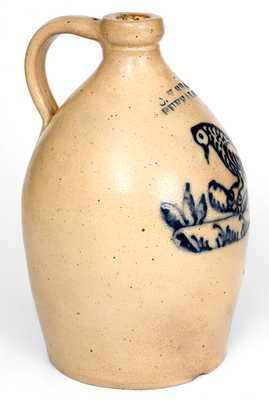 Fine C. W. BRAUN / BUFFALO, NY Stoneware Jug w/ Slip-Trailed Bird Decoration