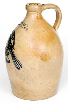 Fine C. W. BRAUN / BUFFALO, NY Stoneware Jug w/ Slip-Trailed Bird Decoration