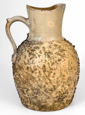 Very Rare Stoneware Pitcher with Applied Floral and Coleslaw Decoration, probably Ohio