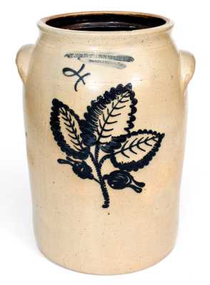 Fine F. STETZENMEYER / ROCHESTER, NY Stoneware Jar w/ Slip-Trailed Foliate Decoration