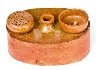 Very Rare Redware Inkstand, Maine origin, second quarter 19th century