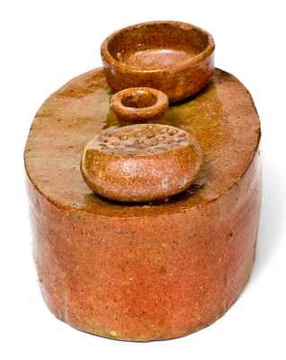 Very Rare Redware Inkstand, Maine origin, second quarter 19th century