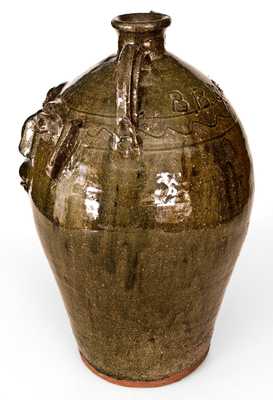 Fine Large-Sized Burlon Craig Double-Handled Stoneware Face Jug w/ Hand-Inscribed Signature