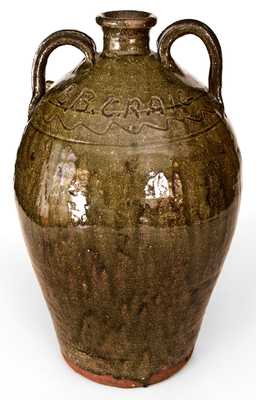 Fine Large-Sized Burlon Craig Double-Handled Stoneware Face Jug w/ Hand-Inscribed Signature