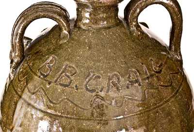 Fine Large-Sized Burlon Craig Double-Handled Stoneware Face Jug w/ Hand-Inscribed Signature