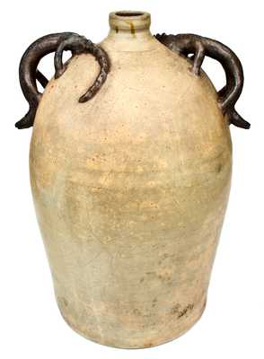 Exceedingly Rare and Important Twenty-Gallon Stoneware Face Water Cooler