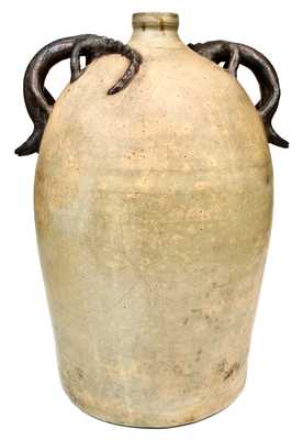 Exceedingly Rare and Important Twenty-Gallon Stoneware Face Water Cooler
