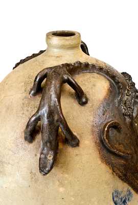 Exceedingly Rare and Important Twenty-Gallon Stoneware Face Water Cooler