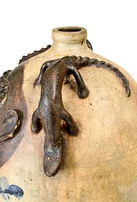 Exceedingly Rare and Important Twenty-Gallon Stoneware Face Water Cooler