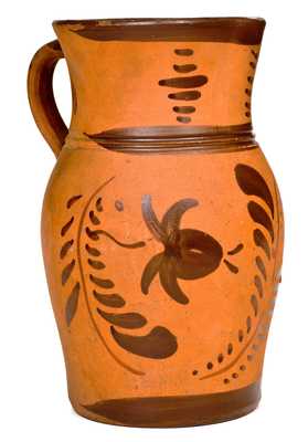New Geneva, PA Tanware Pitcher with Floral Decoration