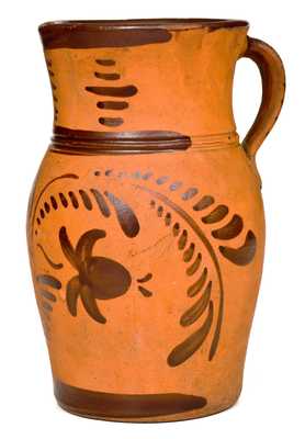 New Geneva, PA Tanware Pitcher with Floral Decoration