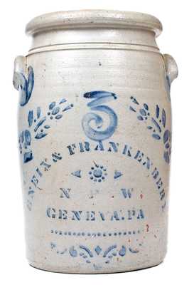 Rare 3 Gal. ENEIX & FRANKENBERY / NEW GENEVA, PA Stoneware Jar