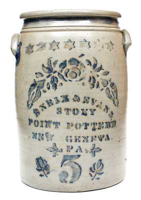 Outstanding ENEIX & EVANS / STONY POINT POTTERY / NEW GENEVA, PA Stoneware Jar