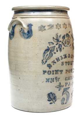 Outstanding ENEIX & EVANS / STONY POINT POTTERY / NEW GENEVA, PA Stoneware Jar