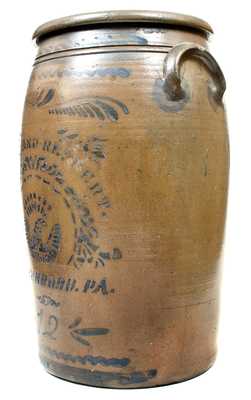 12 Gal. WILLIAMS & REPPERT / GREENSBORO, PA Stoneware Jar w/ Stenciled Eagle Decoration