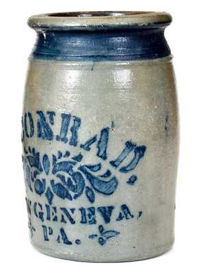 1/2 Gal. A. CONRAD / NEW GENEVA, PA Stoneware Jar with Bold Stenciled Decoration