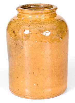 JOHN BELL (Waynesboro, Pennsylvania) Yellow-Glazed Redware Canning Jar