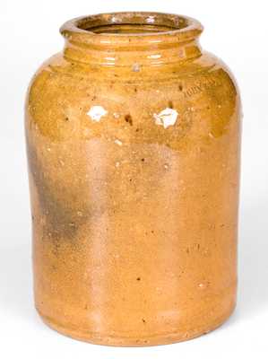 JOHN BELL (Waynesboro, Pennsylvania) Yellow-Glazed Redware Canning Jar